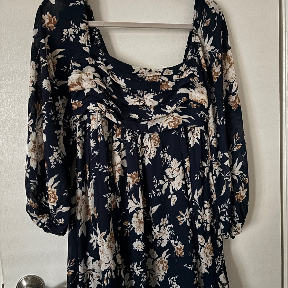 Abercrombie & Fitch Navy Floral Long Sleeve Dress